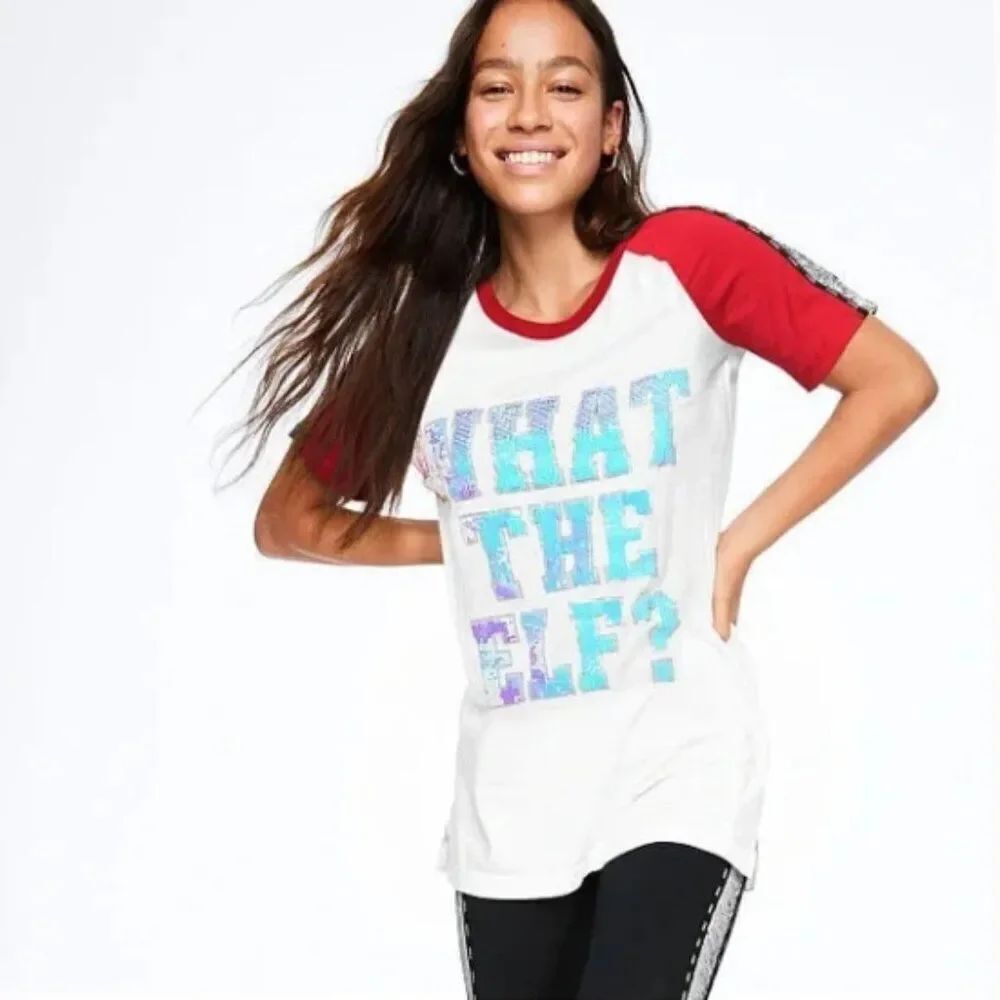 Victoria's Secret Pink What The Elf Sequin Tshirt
